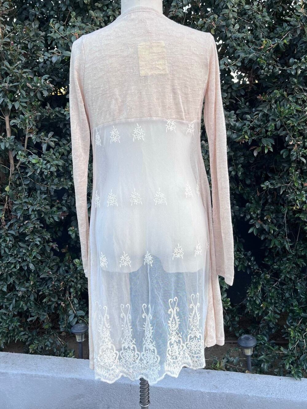 NWT A’reve Romantic Tan Cream Cardigan Duster Fairy Boho Romantic Medium Brown